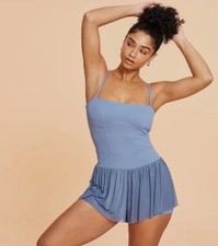 Blogilates Medium Barre Active Romper Troposphere Steel Blue NWT