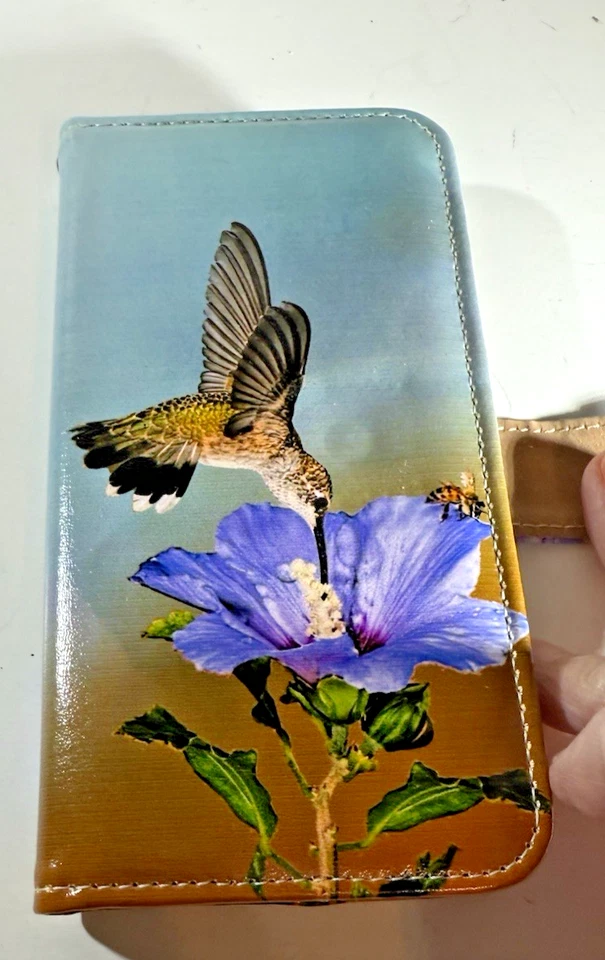 "Funda billetera de vinilo con pantalla de 5,25"" Hummingbird Flower Iphone nueva sin etiquetas" Foto 2 de 4