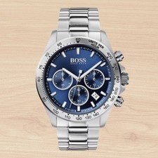 Hugo Boss HB1513755 Hero Herren Chronograph Uhr - Blaues Zifferblatt - Edelstahl "