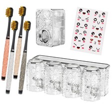 Toothbrush Holders Combo Set for Bathroom  4 Cups Toothbrush Holder Wall Mount...