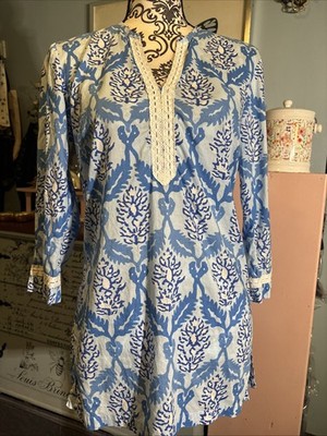 J McLaughlin Tropical Print  Cotton Tunic Sz Small. Spring Vacation. Resort.