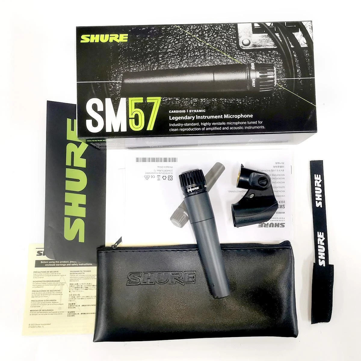 Shure SM57LC Dynamic Instrument Mic XLR Professional Microphone Stand Clip Bag