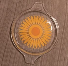 Vintage PYREX Casserole Dish Lid Only Daisy Sunflower 474-C 7 Clear Glass Yellow