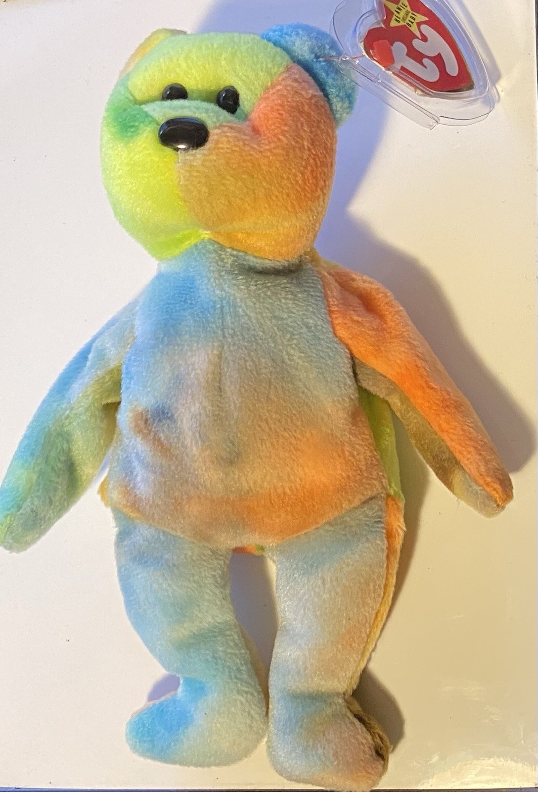Ty Beanie Baby: Garcia Bear - Multicolor 4th/ 3rd Gen Tags In Case DOB 8/1/1995