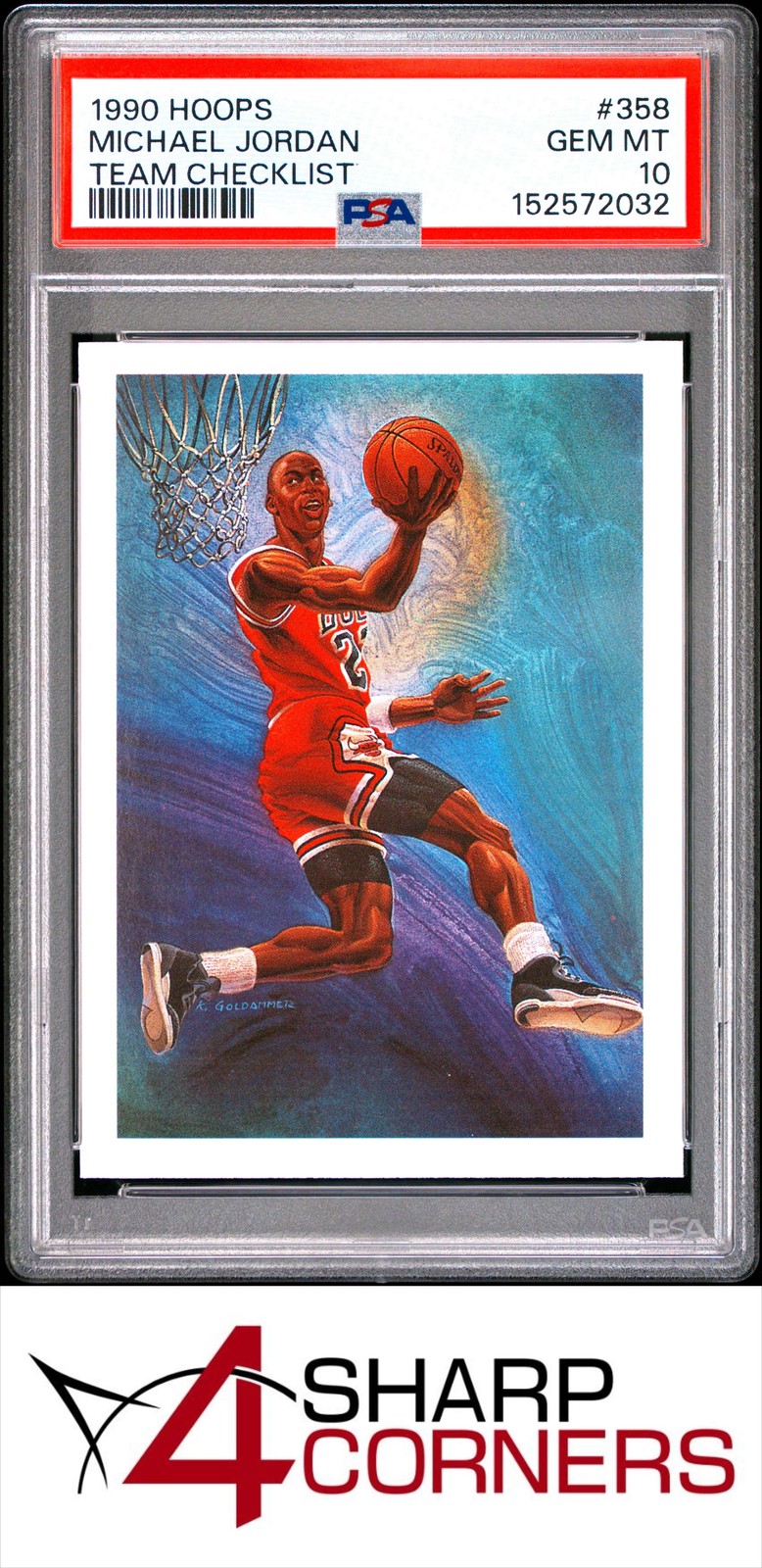 1990 HOOPS #358 MICHAEL JORDAN BULLS HOF TEAM CHECKLIST PSA 10 view 1