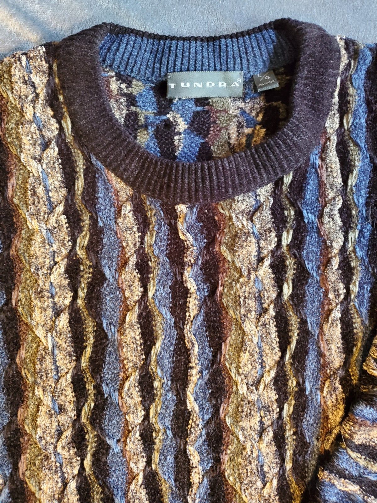 TUNDRA CANADA 3D KNIT COOGI STYLE PULLOVER SWEATER Y2K LRG MENS L MULTI COLOR image 5