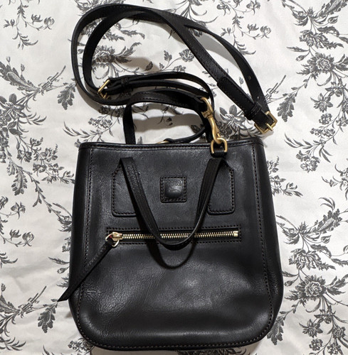 Women’s Black Small Crossbody Bag, Detachable Strap, Gold Hardware