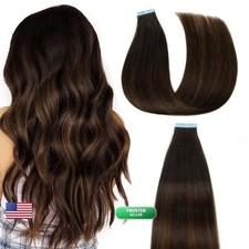 AGMITY Tape in Hair Extensions Human Hair 18 Inch 20pcs 50g T1b-P1b-4