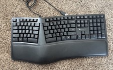 Ergonomic USB Wired Keyboard Full Size Split Design w Wrist Rest Black