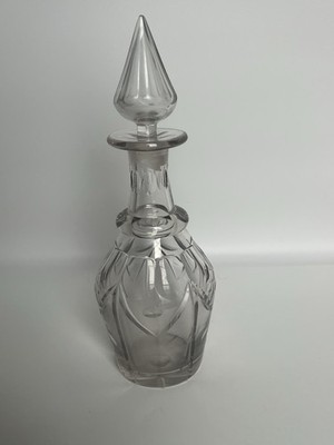 Vintage Cut Glass Crystal Decanter Large Barware Display   Damaged Stopper 1970s