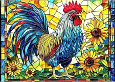Stained Glass Rooster Puzzles for Adults 1000 Pieces Colorful Rooster Puzzle ...