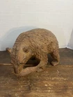 Vintage Hokkaido Wooden Bear with Fish Hand Carved Japan Wood Sculpture