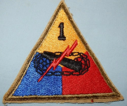 WW2 ERA 1st ARMORED DIVISION PATCH US MILITARY BADGE UNITED STATES WORLD WAR II