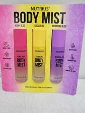 Nutrius Body Mist 3 Pack Set Berry Bliss Coco Bliss  Botanical Bliss 4 fl OPEN