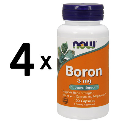 4 x NOW Foods Boron, 3mg - 100 caps (143,69 EUR/kg)