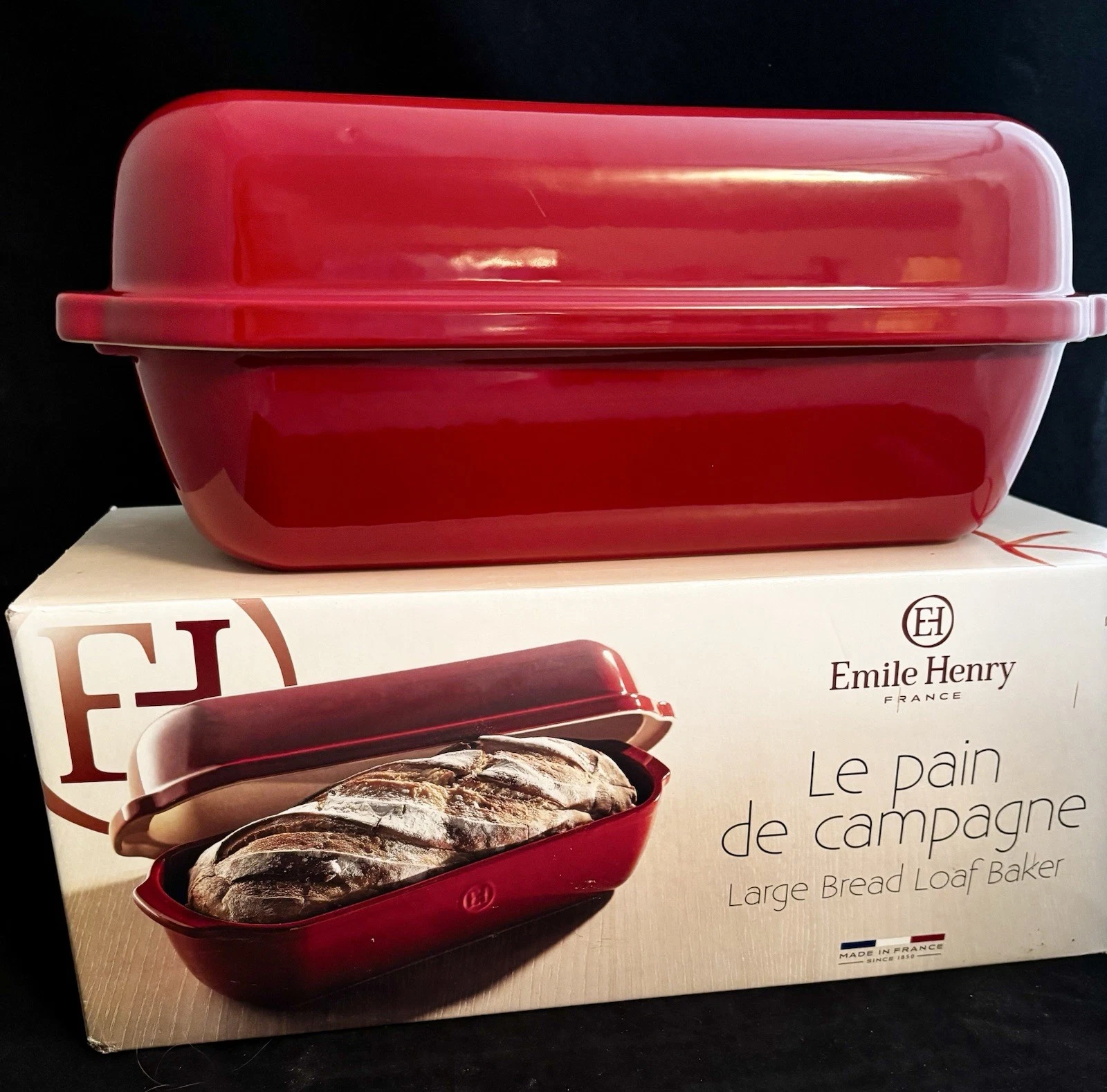 Emile Henry France Large Loaf Bread Baker Red With Box