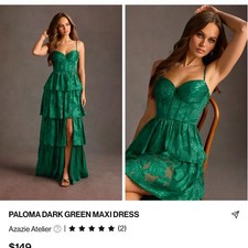 AZAZIE Paloma Dark Green Maxi Dress Size 14
