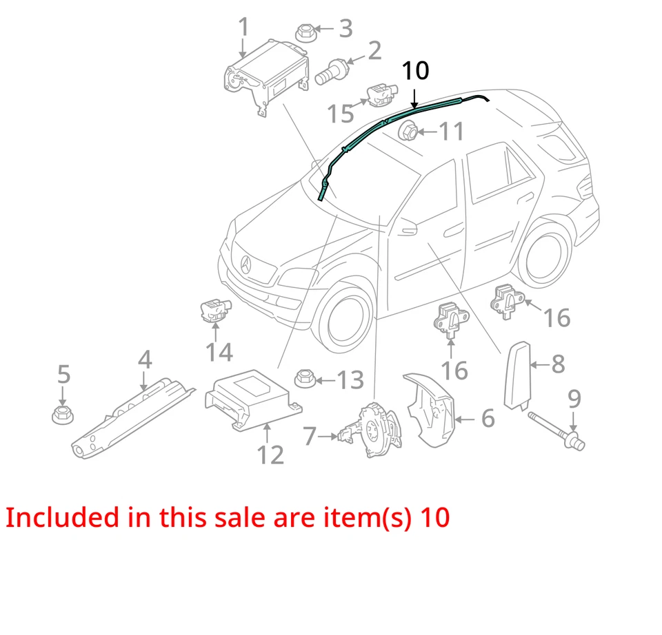 Airbag cortina techo conductor Mercedes-Benz Clase GL 2007-2012 OEM Foto 4 de 4