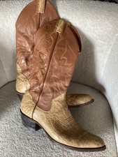 VTG Sanders Tan Leather Western Cowboy Boots 11 B Mens
