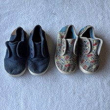 TOMS Shoes Tiny Cordones Toddler Size 7 Easy On GUC Navy Blue Skateboards