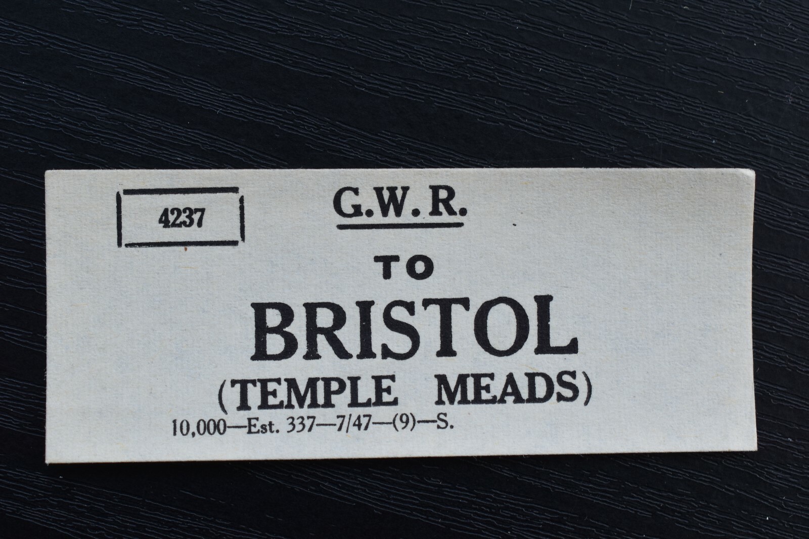 Railway Luggage Label GWR GREAT WESTERN RAILWAY BRISTOL (Temple Meads