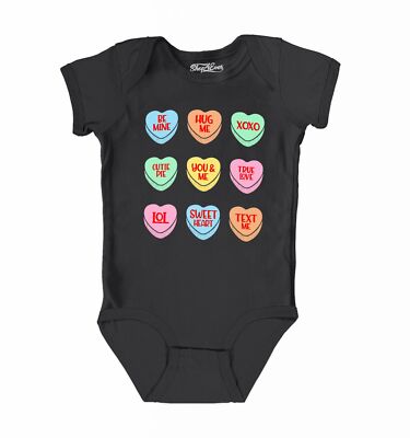 Valentine's Day Candy Hearts Baby Bodysuit Valentines Infant