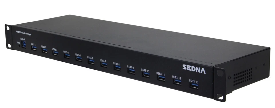 SEDNA - 19 Inch 1U Rack Mount 13 Port USB 3.2 Gen II Hub (10Gbps) - Image 2 of 4