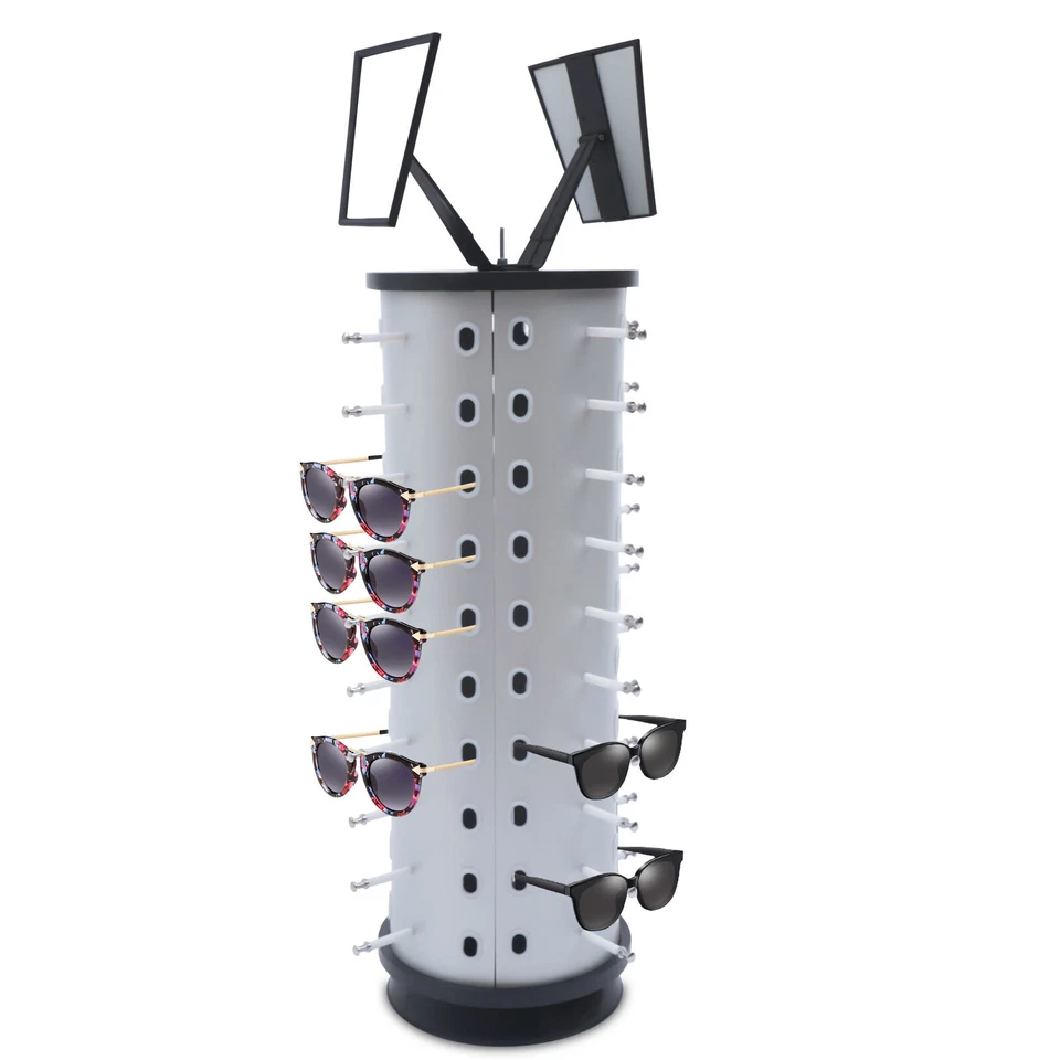 360° Rotating Sunglass Display Rack Holder Freestanding Glasses Stand w/Mirror - Image 4 of 4