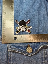 One Piece Anime Roronoa Zoro Skull Logo Embroidered Iron On Patch