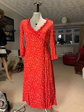 Sezane red silk summer wrap dress size 36