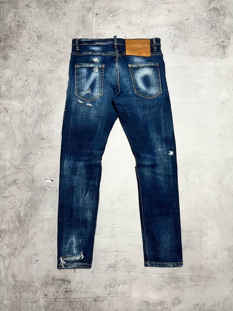 Dsquared2 Tidy Biker Jeans Distressed Denim Dlue Men`s Size Dsquared2 Tidy Biker Jeans Distressed Denim Dlue Men`s Size