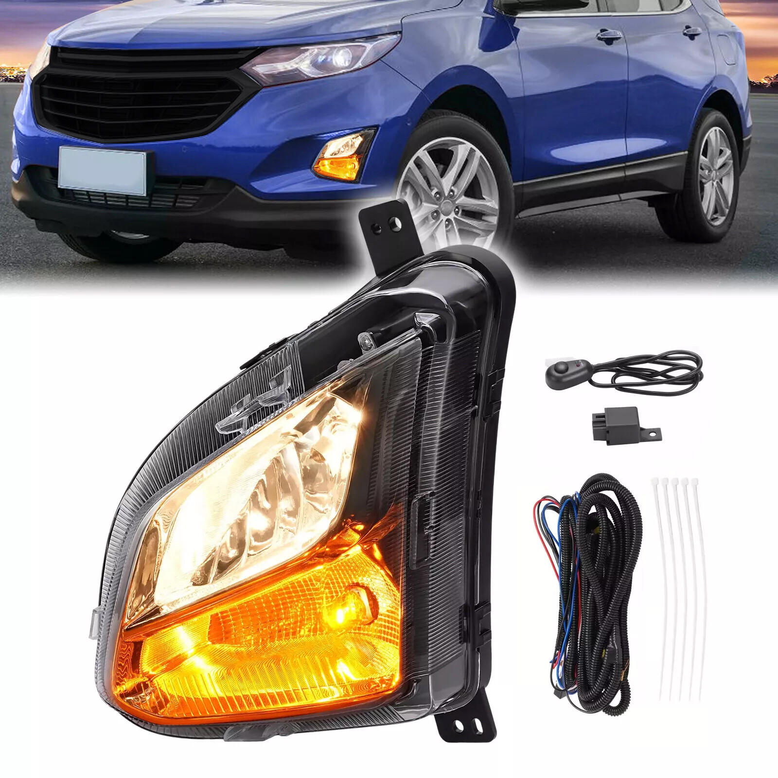 Bumper Fog Light w/Signal Lamp Left Driver For Chevy Equinox 2018-2021 w/Wiring