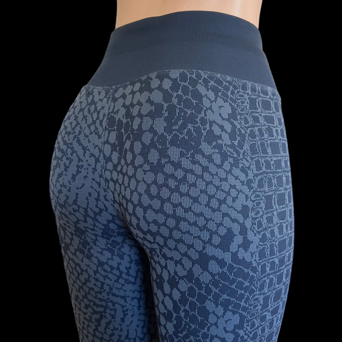 NUX Activewear Seamless Gray Blue Yoga Dance Leggings 30 Inch