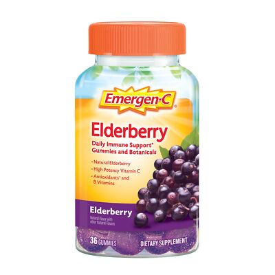 Emergen C Elderberry Gummies 36 Count Immune Support Vegan Gluten Free