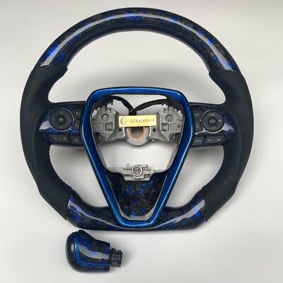 Blue Flakes Forged Carbon Steering Wheel Fit for Toyota Camry RAV4 Corolla 2018+