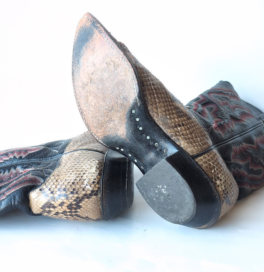 Vintage Panhandle Slim Genuine Python Black Cowbo… - image 10