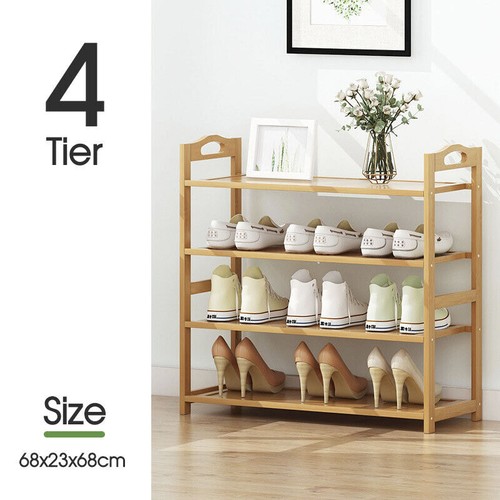 3-6 Tiers Layers Bamboo Shoe Rack Storage Organizer Wooden Shelf Stand Shelves - Picture 14 of 20