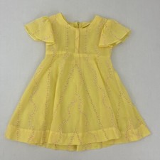 Vintage Handmade Girl's Dress Yellow Floral Print Cottagecore Prairie 4/5