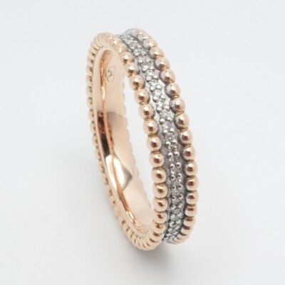 Links of London Brause 18K Rotgold Diamant Blase Bandring Gr. N 6,5 US
