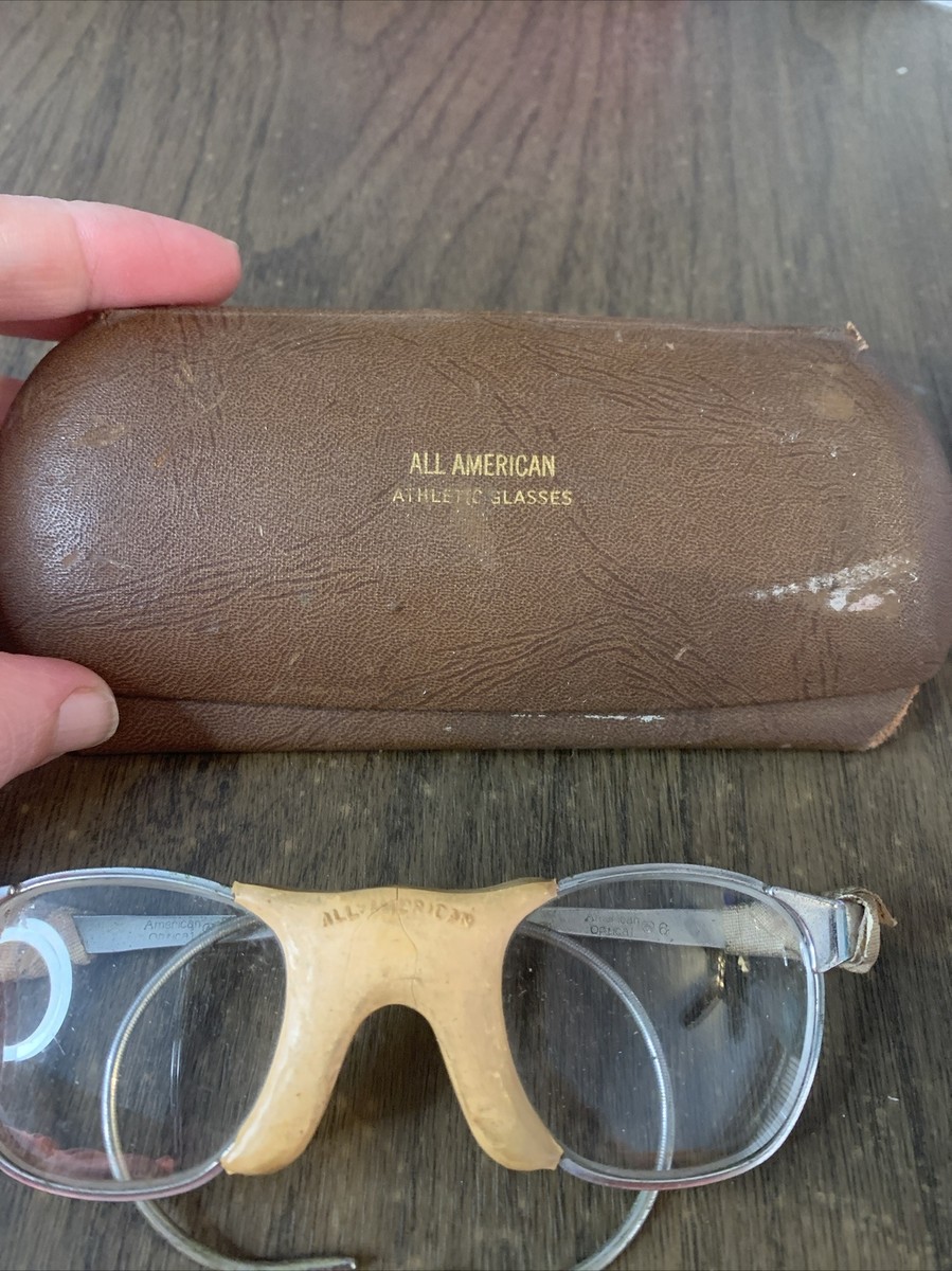 Vintage All American Athletic Sports Glasses w Case Optical Vintage All American Athletic Sports Glasses w Case Optical