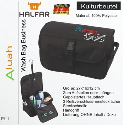 HALFAR Kulturtasche R1250GS Kulturbeutel zum Aufhängen für BMW Motorrad Fans R1200 GS