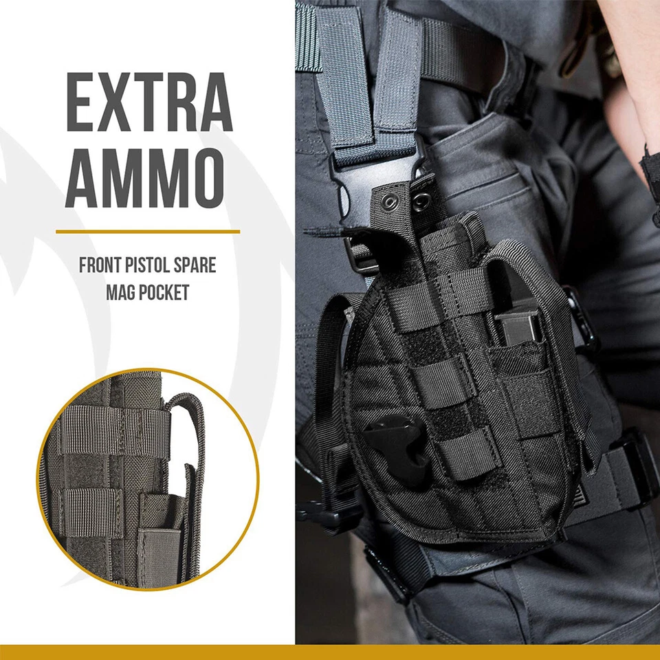 Universal Tactical Pistol Gun Holster Hunting Handgun Pouch Molle Waist Holsters - Image 3 of 4