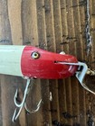Vintage Creek Chub Red and White Wooden Jointed  Pikie Lure with glass eyes — photo 3