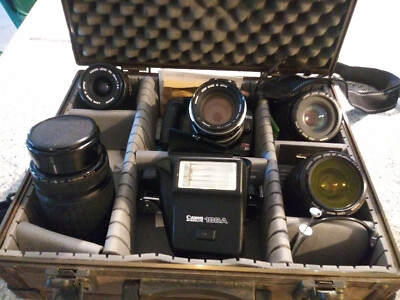 5 Auto Canon lenses W/Canon Rebel DSLR /xtras /pro-case