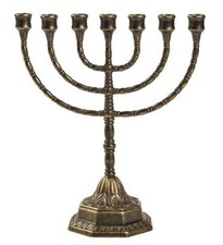 Candeliere CANDELABRO 7-armig aus geb&uuml;rstetem Messing f&uuml;r j&uuml;disches Altar-