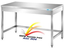 Tavolo In Acciaio Inox cm 180x60x85H Banco Cucina Professionale Ristorante 