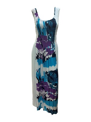 Damen-Maxikleid Übergröße Curve abstraktes Muster Gummizug bis UK-Größe 22 P43