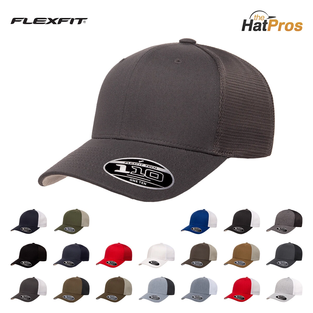 Flexfit Trucker Hat 110 6 Panel Adjustable OSFM Mesh Cap 2-Tone Flex Fit  110M/MT | eBay