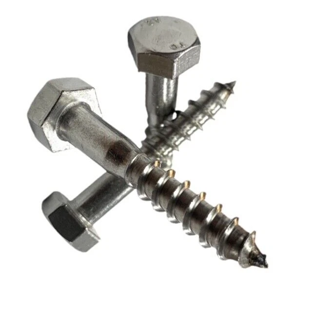 VITI PER LEGNO IN ACCIAIO INOX TESTA ESAGONALE TIRAFONDI MORDENTI D.8mm D.10mm - Immagine 4 di 4