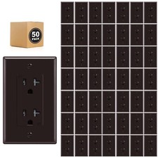 50 Pack Outlet Socket, Decora Duplex Receptacle,20 Amp 125 Volt With Plate,Brown